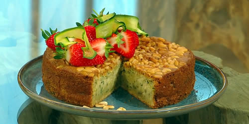 Courgette, strawberry and basil cake