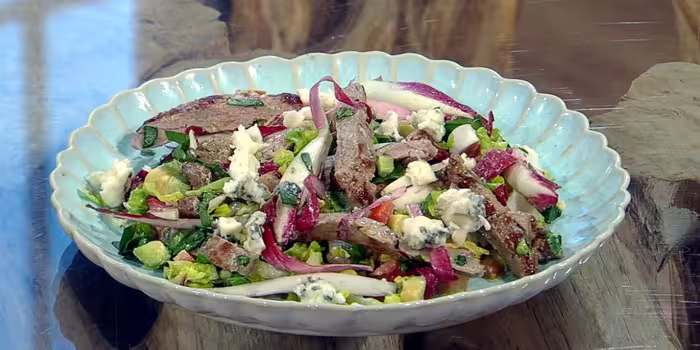 Steak with Roquefort butter and chopped salad