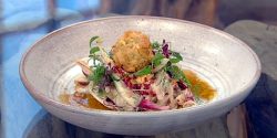 Crab-salad-with-deep-fried-crab-bon-bons-saturdaykitchenrecipes.jpg