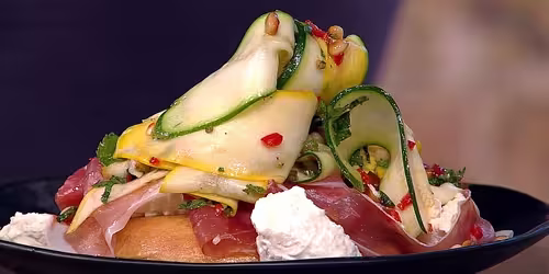 Roasted-peach-brioche-with-Parma-ham-courgette-and-ricotta-salad.avif